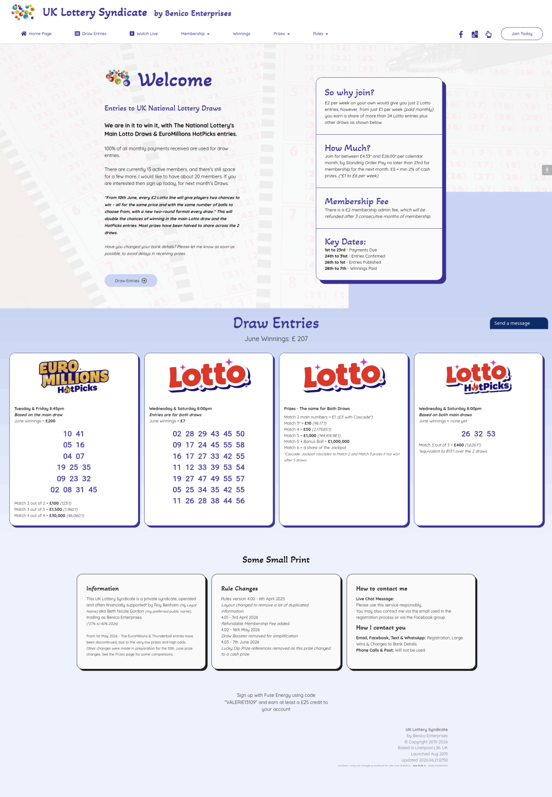 Benico Enterprises - UK Lottery Syndicate